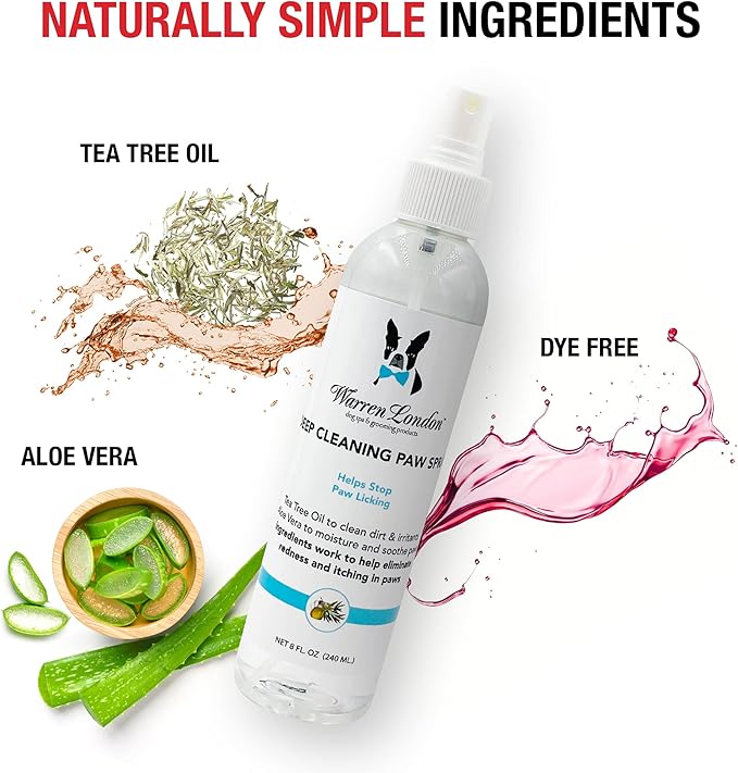Warren London Deep Cleaning Paw Soak & Spray Combo | Soothes Itchy Paws with Seaweed, Tea Tree Oil & Aloe Vera | Anti-Lick Treatment | 12 Tablets + Deep Clean Paw Spray | Groomer-Approved Relief