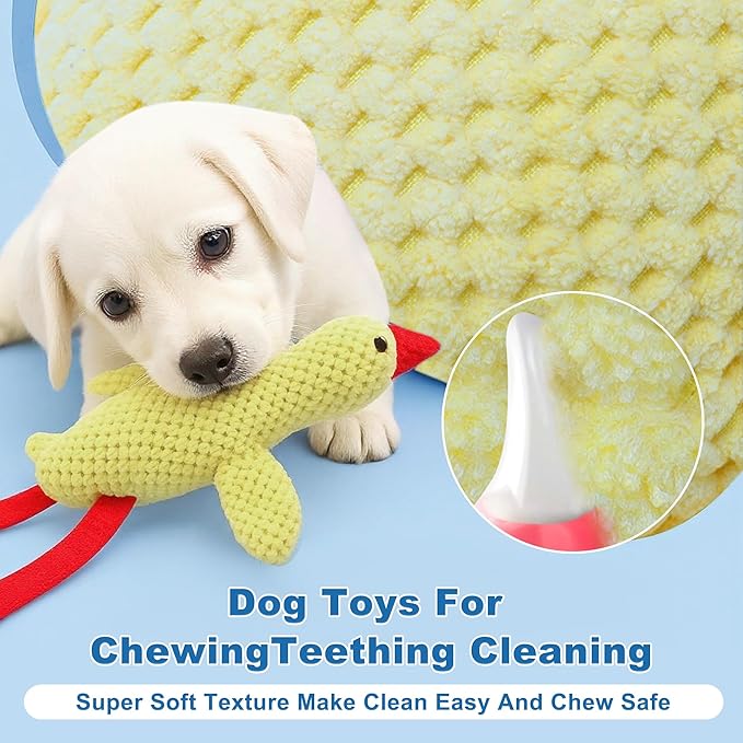 Dog Toys for Aggressive Chewers, Goose Chew Toy for Dogs, Squeaker Crinkle Plush Toy, Tough Interactive Dog Chew Toys, Yellow
