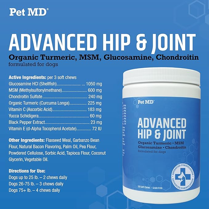 Pet MD Advanced Ear Wipes + Advanced Hip & Joint