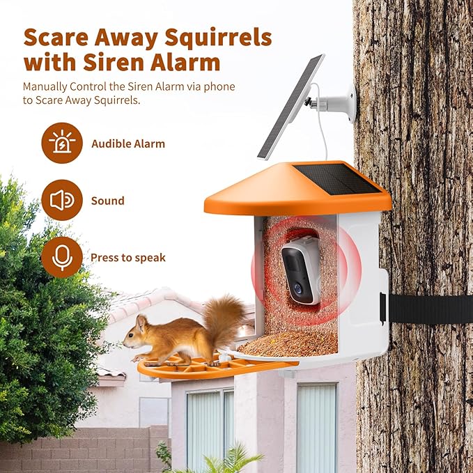 Bird Feeder with Camera with AI Identify Birds Species Solar Panel, Live View, Instant Arrival Alerts