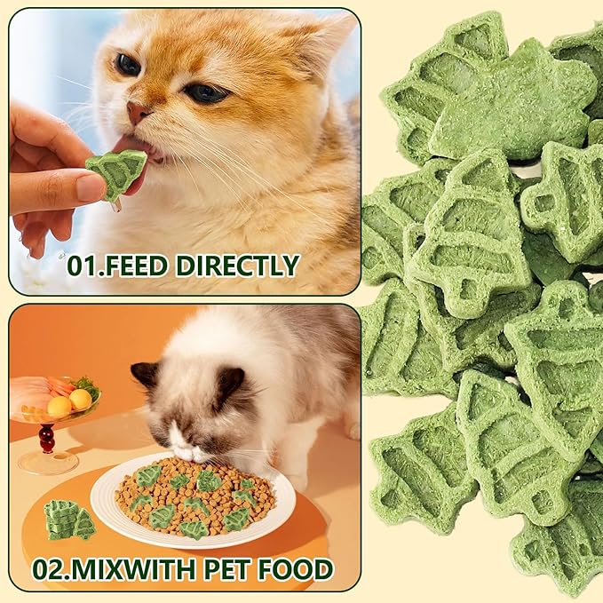 Cat Grass Teething Sticks, 100g/3.52oz Edible Freezed Drying Cat Grass Treats, Cats Snacks for Hairball Removal and Dental Care