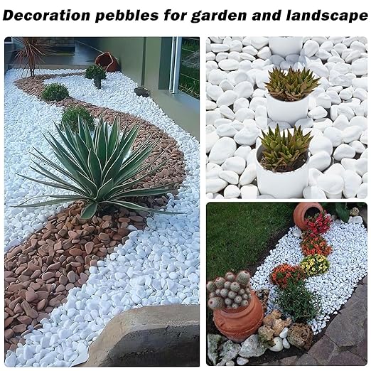 18.7 Lbs Natural River Rocks for Plants 0.6"-0.8" Small White Landscaping Garden Stones White Aquarium Gravel for Decorative Pebbles for Indoor Outdoor Planters