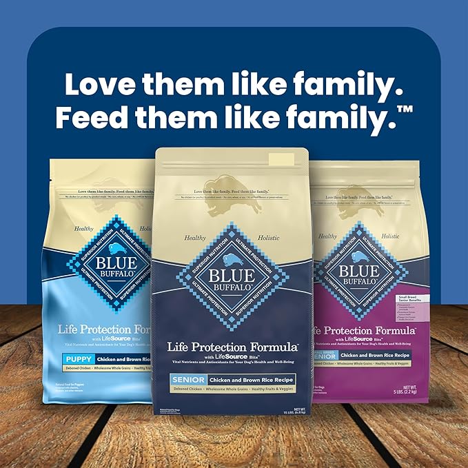 Blue Buffalo Life Protection Formula Natural Senior Dry Dog Food, Chicken and Brown Rice 5-lb Trial Size Bag