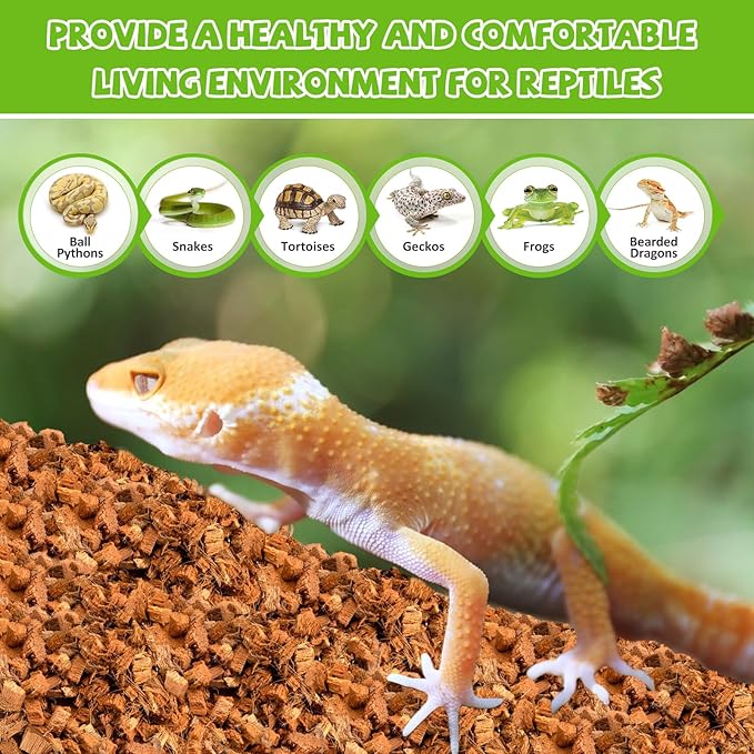 Legigo 4 Pack Coconut Chip Substrate for Reptiles, Natural Coco Husk Chip Reptiles Bedding, Compressed Coconut Chip Substrate for Snake, Tortoise, Ball Python, Gecko, Lizard Terrarium Tanks