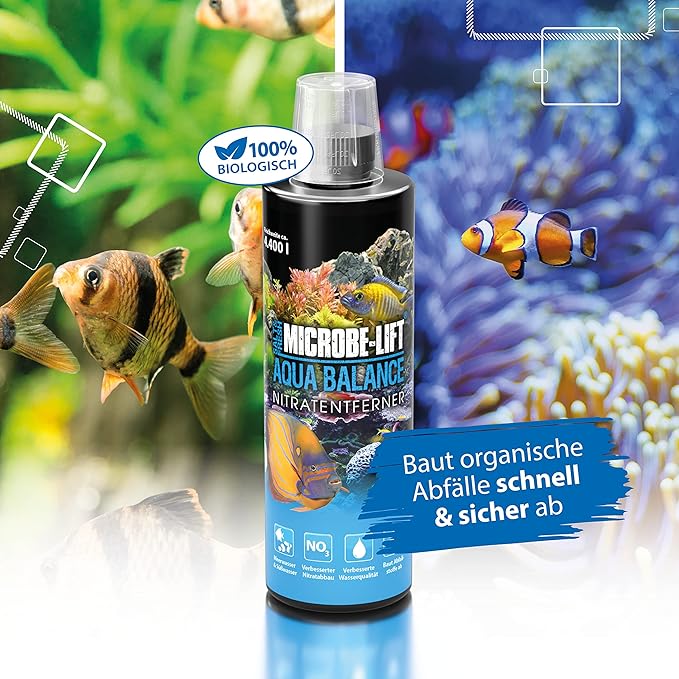 MICROBE-LIFT Bacterial Cleaner and Balancer for Salt and Fresh Water Tanks and Aquariums, Reduces Organic Waste and Prevents New Tank Syndrome, 128oz, 1 Gallon