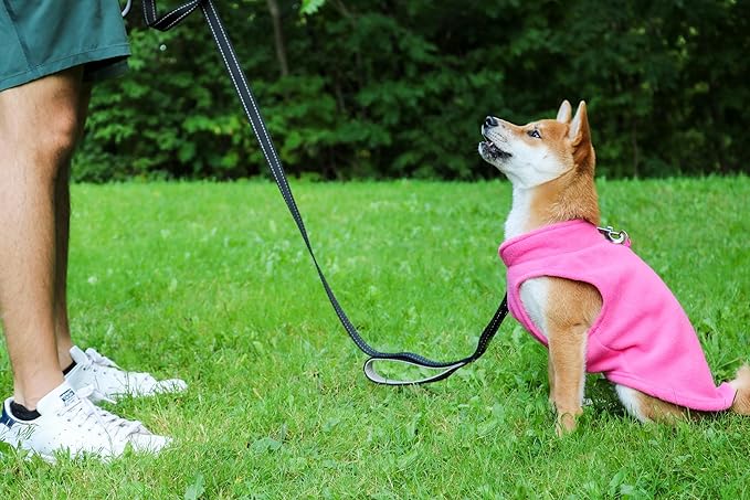 JACKO & CO - Fleece Vest Sweater with Leash Ring - Soft Lightweight Breathable for Puppies Small Medium Dogs, Kitten, Cats, Chihuahua - Warm for Fall/Autumn/Winter (Pink, XX-Large 25-35lbs)