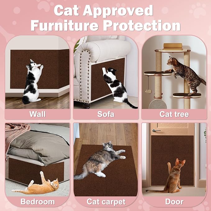 Bed Cat Scratcher Pad,47.2"x15.8"Cat Scratching Mat,Self-Adhesive Trimmable Anti Scratch Bed Couch Wall Corner Furniture Protector from Cat Claws,Easy Use for Cat Carpet/Door/Post