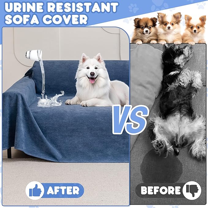 Cat Scratch Furniture Protector - Anti-Slip, Waterproof Sofa Cover to Keep Cats Off, Pet-Friendly Couch Protectors for 3 Cushion Couch, Anti-Scratch Couch Cover for Pets and Kids 150"X71"Navy Blue