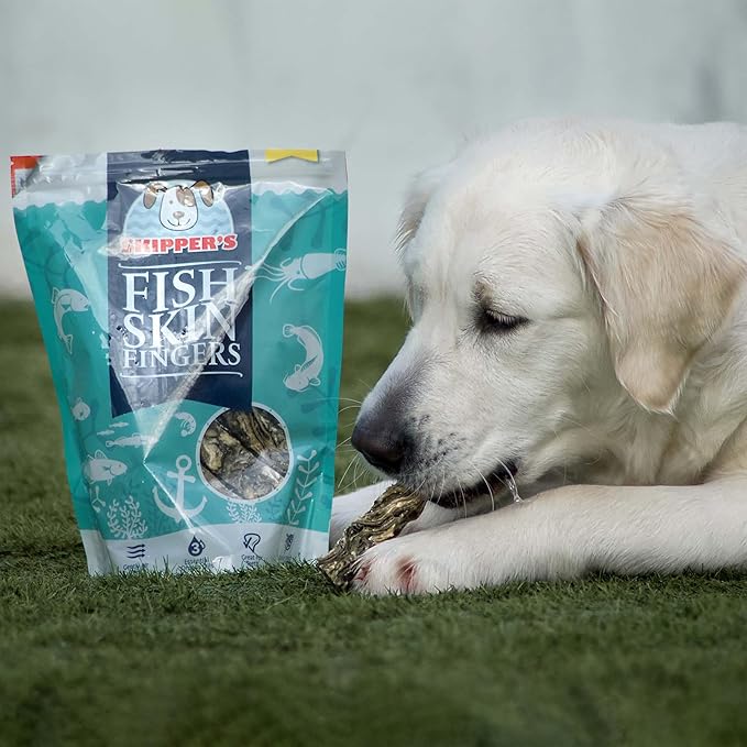 SKIPPER'S Cod Fish Skin Finger Dog Treats - All Natural & Healthy Fish Skin Sticks, Air Dried Long Lasting Chews for Dogs, Good for Teeth and Digestion, Rich in Omega 3, Hypoallergenic | 8.82 Oz