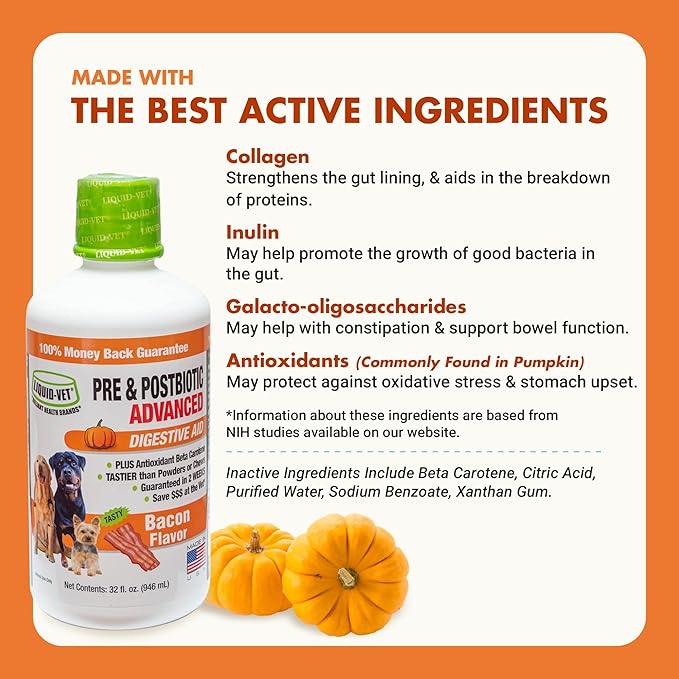 Pre & PostBiotic Support for Dogs – Digestive Upset, Stool Quality & Sensitive Stomach Support – Easy Liquid Formula for Picky Eaters