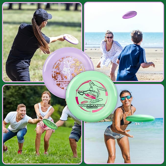 Wham-O Frisbee Freestyle Flying Disc 160g, 10.5 Inch Durable and Flexible Sport Disc for Outdoor Beach Backyard Family Fun