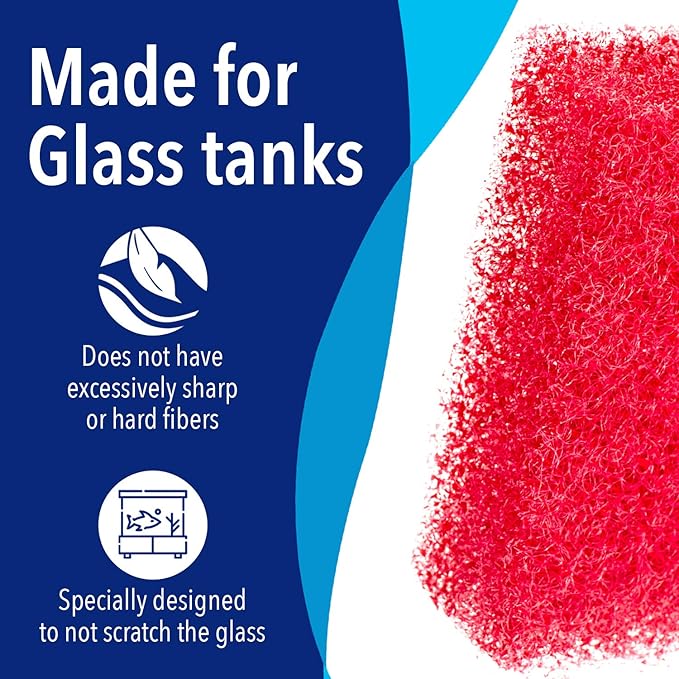 Evergreen Pet Supplies Aquarium Supplies Glass Cleaner Sponge - 4-Pack, Red, 3.25-in x 3.25-in x 1-in - Non-Scratch Aquarium Scrubber & Scraper Pad - Glass Cleaning Tool for Fish & Turtle Tank