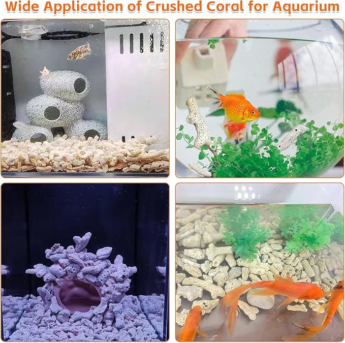 kathson 1.1lb Crushed Coral for Aquarium Crushed Coral for Freshwater Qquarium Corals for Fish Tank to Raise ph Filter Media for Fish Tank with Mesh Bag for Fish Tank Filter Media Decorations