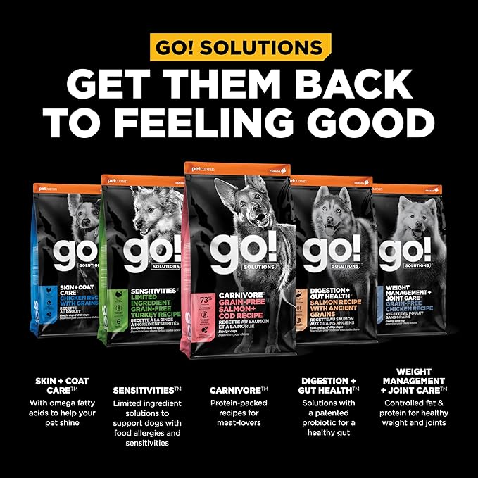 Go! Solutions Carnivore, Grain-Free, Protein Rich Dry Dog Food, Salmon and Cod Recipe, 12 lb Bag