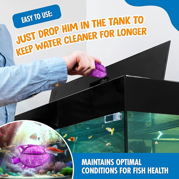 Aquarium Water Clarifier | Clear Cloudy Fish Tank Water Treatment, Safe for Freshwater & Saltwater Fish and Plants - Purple, 6 Pack