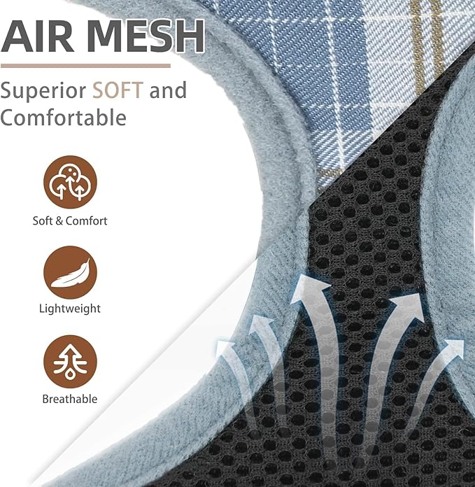 PUPTECK Soft Mesh Dog Harness and Leash Set Pet Puppy Cat Comfort Padded Vest No Pull Harnesses, Sky Blue, S