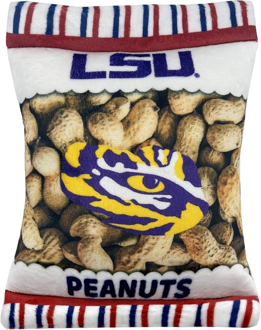 NCAA LSU Tigers Crinkle FINE Plush Dog & CAT Squeak Toy- Cutest Stadium Peanuts Snack Toy for Dogs & Cats with Inner Squeaker & Beautiful Football/Basketball Team Name/Logo