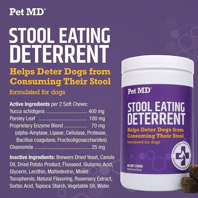 Pet MD Stool Eating Deterrent & Dental Wipes