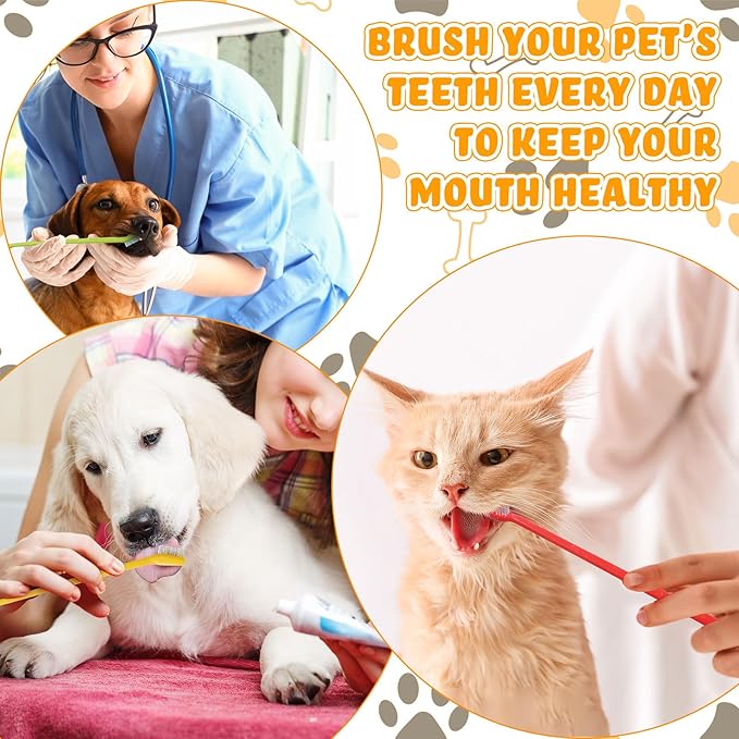 Nuenen 150 Pcs Dog Toothbrush Dual Headed Dental Brushes Puppy Tooth Brushing Kit Long Handle Toothbrush for Large and Small Dogs Cats Most Pets Teeth Cleaning Oral Care Supplies (Bright Color)
