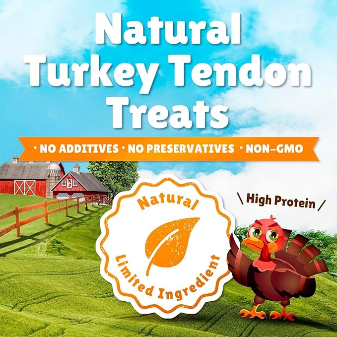 Gourmet USA Turkey Tendons by Sancho and Lolaโs (4 Ounces) 100% Natural and 100% American Dog Chew Treat - A Healthy Snack for Healthy Pups