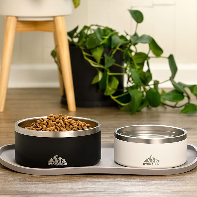 Hydrapeak Dog Bowl; Non Slip Stainless Steel; Water and Food Dish; Large Sized and Small Dogs; 32oz 64oz; Multiple Sizes; 4 Cup | Graphite