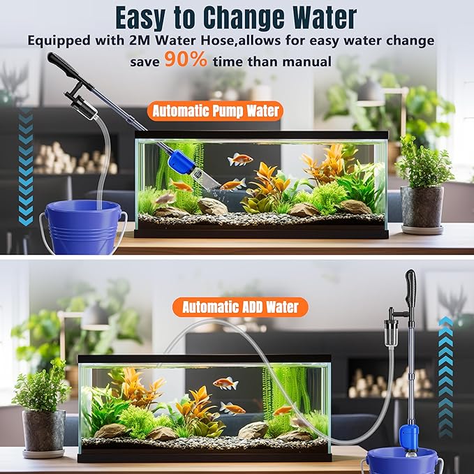 Aquarium Vacuum Gravel Cleaner,6 in 1 Multi Function Electric Fish Tank Vacuum Gravel Cleaner with Strong Suction for Water Change Wash Sand Water Circulation(110V/32W)