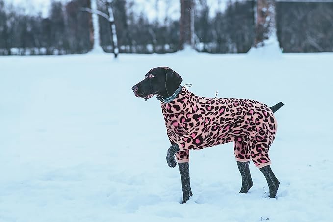 ROZKITCH Dog Winter Coat Soft Fleece Pullover Pajamas, Pet Windproof Warm Cold Weather Jacket Vest with Luminous Zipper, Jumpsuit Apparel Outfit Clothes for Small Medium Large Dog L-Pink S