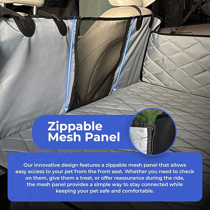 4Knines Hard Bottom Back Seat Extender for Dogs – Waterproof Dog Car Seat Cover – Heavy Duty Backseat Protector for Cars, SUVs, Trucks – Built-in EZ Open Door Protector (Patent Pending) Grey, XLarge