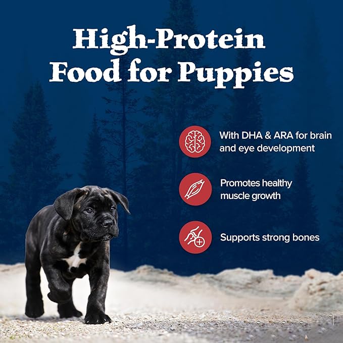 Blue Buffalo Wilderness High-Protein Rocky Mountain Recipe Dry Food for Puppies, Red Meat & Grains, 24-lb Bag