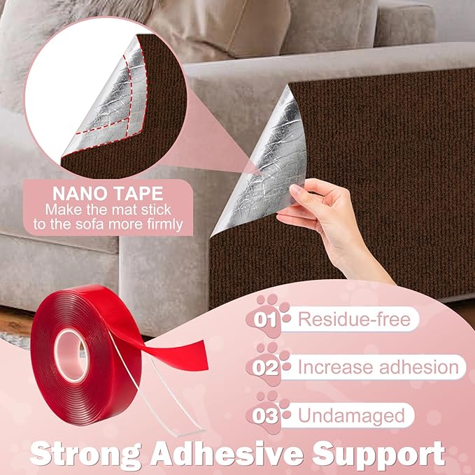198.6x15.8 Cat Wall Scratcher Mat with Nano Tape,Anti Cats Scratch Furniture Couch Carpet Corner Protector for Indoor,Trimmable Cat Scratching Pad Board Sofa Replacement