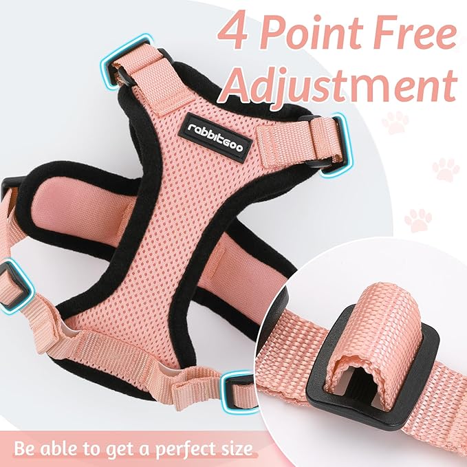 rabbitgoo Cat Harness and Leash for Walking, Escape Proof Soft Adjustable Vest Harnesses for Cats, Easy Control Breathable Reflective Strips Jacket, Light Salmon Pink, XS