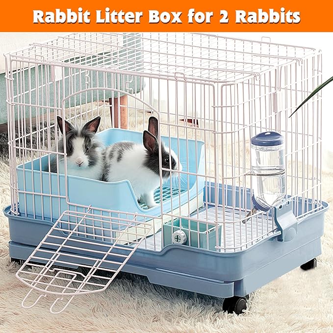 BWOGUE Large Rabbit Litter Box Toilet,Potty Trainer Corner Bedding with Drawer Larger Pet Pan for Adult Guinea Pigs, Rabbits, Hamster, Chinchilla, Ferret, Galesaur, Small Animals(Blue)
