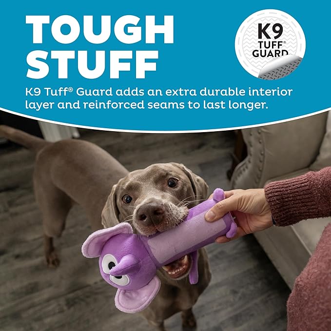 Outward Hound Bottle Bros Elephant Dog Toy, 7.9 Inch Plush Squeaky & Crackle Toy for Dogs, Interactive Fetch & Engaging Solo Play, Small, Purple