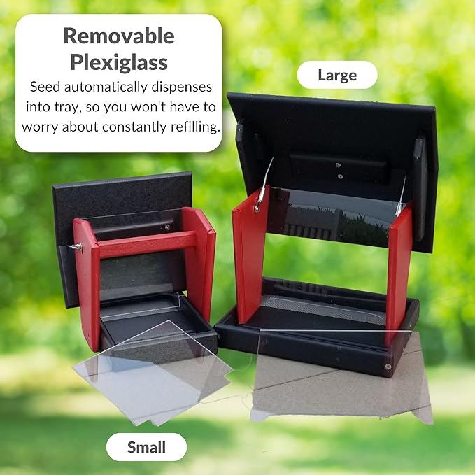 Plastic Hanging Hopper Bird Feeder, Large Bird Feeders for Outdoors, Suitable for Food, Seed, Mealworm (Large, Turf Green & Cherry Wood)