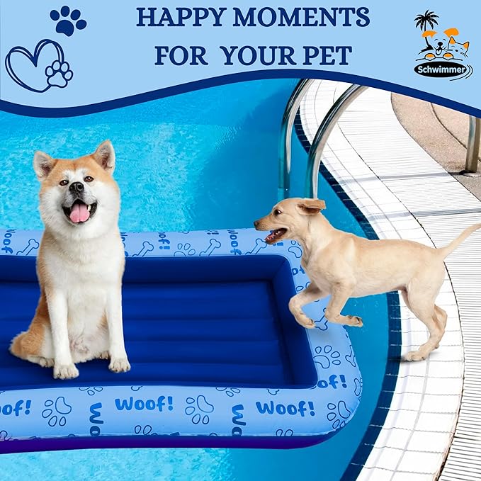 Schwimmer Dog Pool Float โ Premium Pool Float for Large Dogs up to 220lbs โ Durable & Inflatable Dog Raft for Pool, Lake & Beach โ Comfortable & Safe Floating Mat for Summer Fun - Dog Floatie