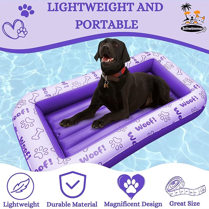 Schwimmer Dog Pool Float โ Premium Pool Float for Large Dogs up to 220lbs โ Durable & Inflatable Dog Raft for Pool, Lake & Beach โ Comfortable & Safe Floating Mat for Summer Fun - Dog Floatie