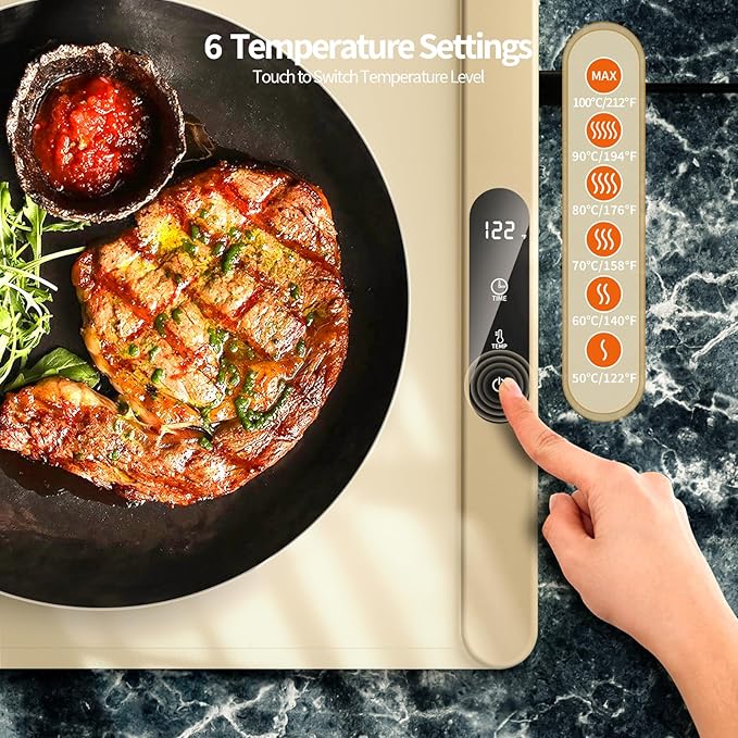 Electric Food Warming Mat for Heating, 15"x23.6" Portable Foldable Silicone Warming Tray with 6 Adjustable Temperature, Food Warmers for Parties Buffet, Gatherings, Daily Use