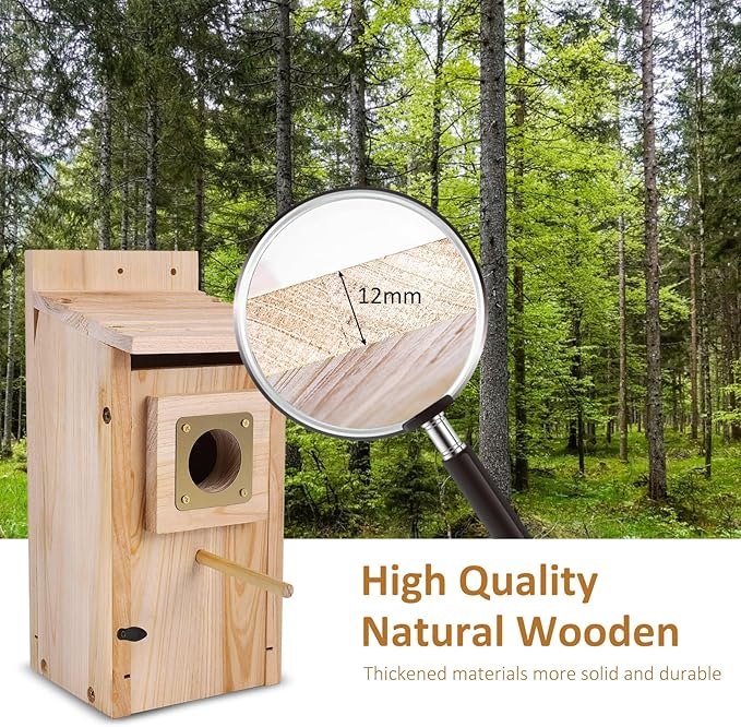 Bird Houses for Outside with Copper Guard,Thicken Wooden Bluebird House Clearance Garden Country Cottages, Nesting Box for Finch Swallow Wren Chickadee Wild Bird Supplies