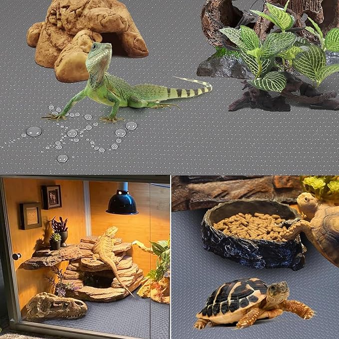 KABASI Reptile Substrate Liner Terrarium Carpet, Bearded Dragon Tank Accessories, Non-Adhesive Reptile Carpet Reptile Flooring Mat Bedding for Leopard Gecko, Snake, Lizard, Tortoise, 17.7x78.7 inch