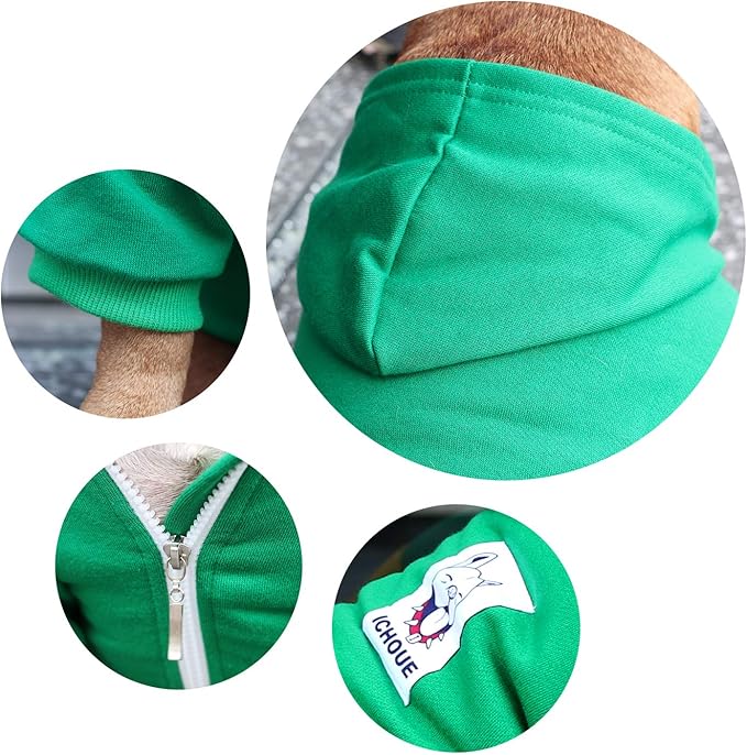 iChoue I am a French Bulldog Clothes Hoodies for Dogs Puppy Frenchie Pug English Boston Terrier Bully Pitbull Sweatshirt Sweater Clothing Cold Weather Winter Coats - Green/Medium
