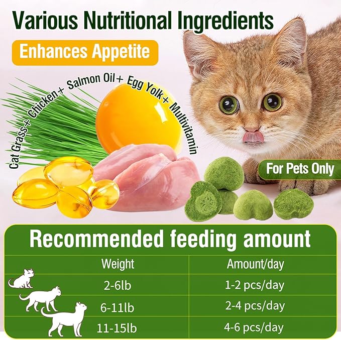 Cat Grass Teething Sticks, 3.52Oz Edible Freezed Drying Cat Grass Treats, Cats Snacks for Hairball Removal and Dental Care