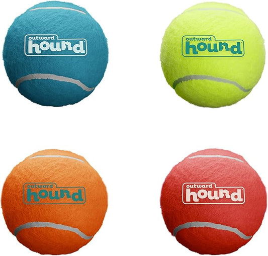 Outward Hound Squeaker Ballz 4-Pack Tennis Ball Dog Toys with Squeaker, Interactive Fetch Play for Pets Under 25 lbs, Training Balls for Indoor & Outdoor Exercise, Small, 2-inch