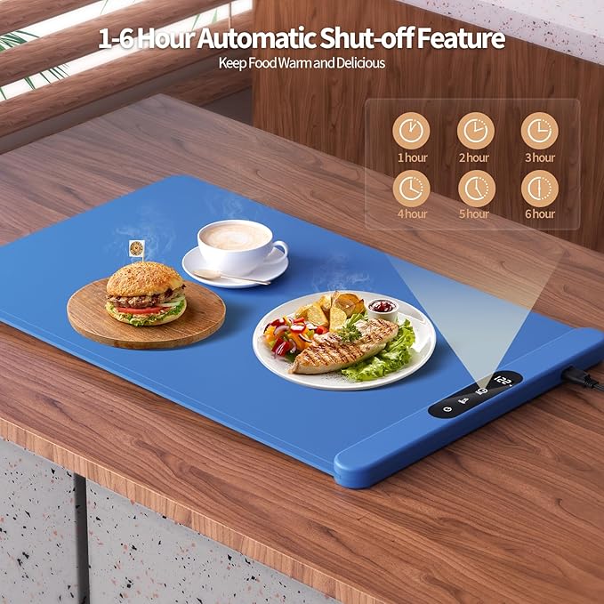 Electric Warming Mat for Food, 15"x23.6" Roll Up Portable Warmer With 6 Temperature Levels, Silicone Heating Mat for Parties Buffets Gatherings Holidays Daily Use