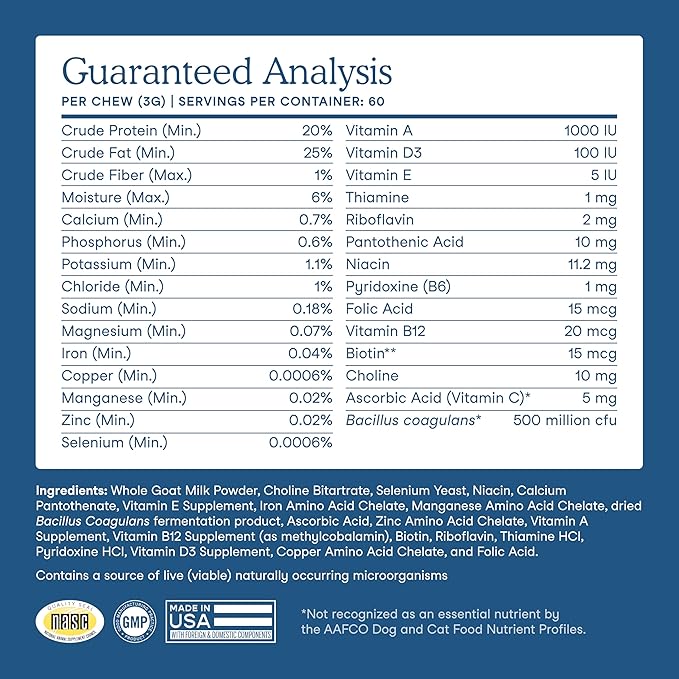 Fera Pet Organics Multivitamin Goat Milk Cat & Dog – Vet Created - Cat & Dog Multivitamin - Probiotics & Essential Vitamins & Minerals–60 Servings