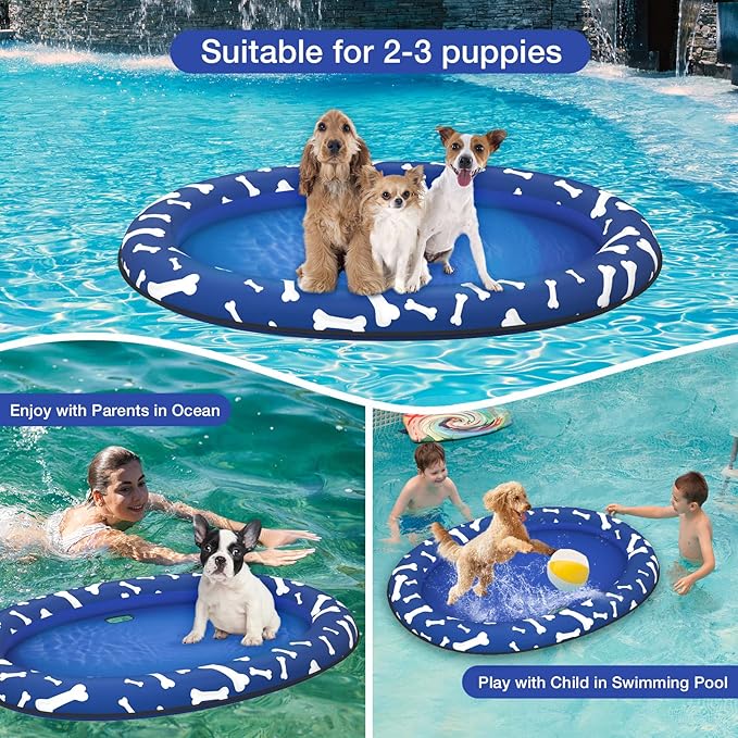 Pet Soft Dog Float Raft - Inflatable Dog Swimming Float for Summer (Blue Bone)