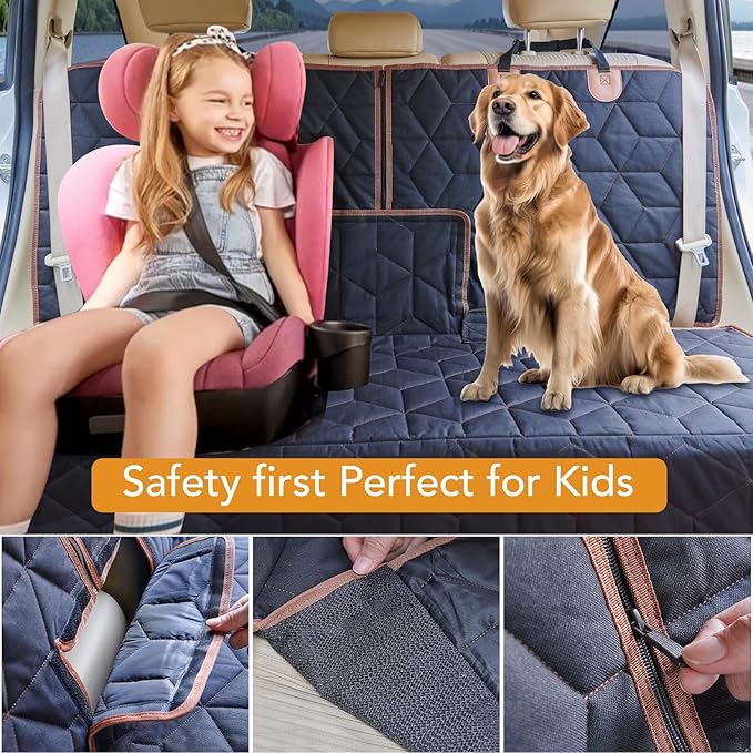Dog Car Seat Cover for Back Seat, Heavy-Duty Non-Slip Waterproof Car Bench Protector for Pets,Compatible with Middle Armrests ,Dog Seat Cover Universal for Cars Trucks and SUVs