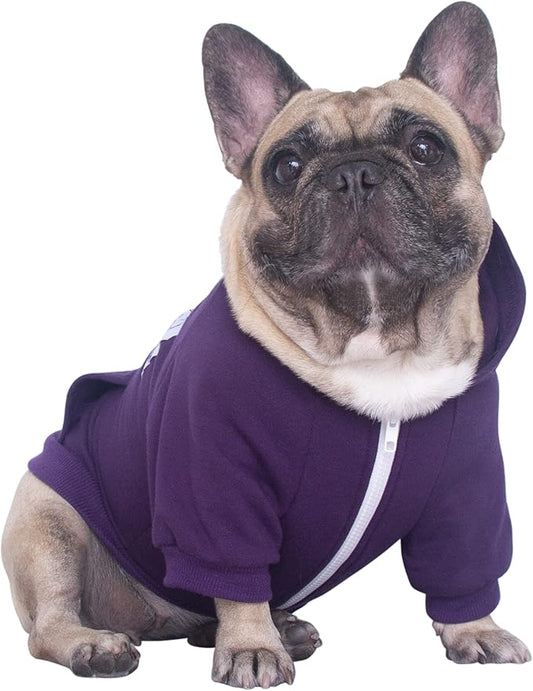 iChoue French Bulldog Frenchie Clothes Hoodies for Dogs Pug English Boston Terrier Bully Pitbull Corgi Sweatshirt Sweater Clothing - Dark Purple/Large Plus