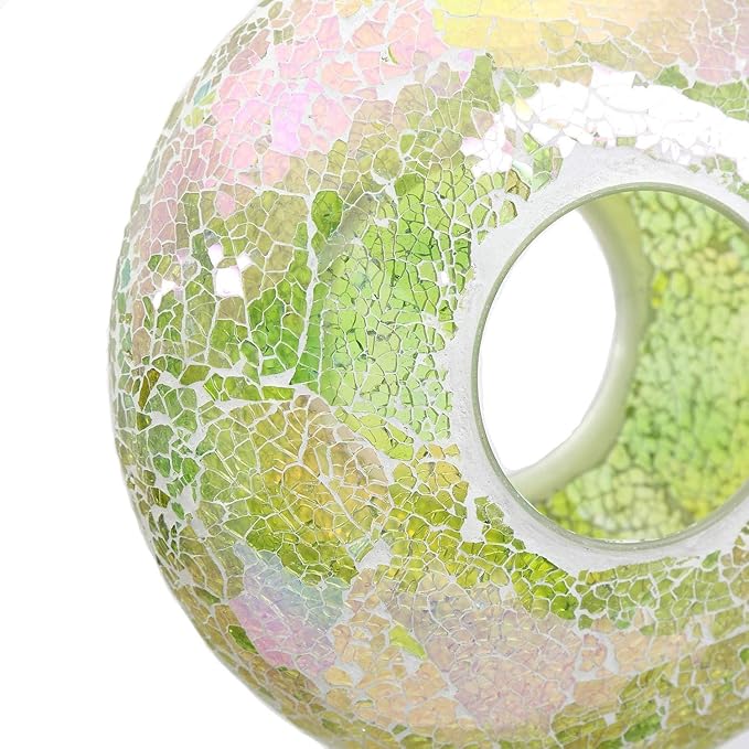 Fly Through Wild Bird Feeder Garden Hanging Bird Feeder Mosaic Circle for Outdoor Decoration,Green