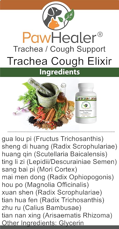 Trachea Cough Elixir - 2 fl oz - for Cats & Dogs (Picky Eaters) - Dry Hacking Cough