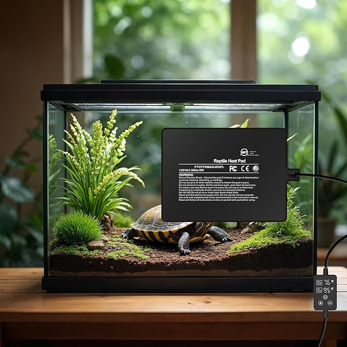 Simple Deluxe 6X8 Inch 8W Reptile Heating Pad with Adjustable Thermostat Under Tank Terrarium Heating Mat for Turtles, Lizards, Frogs, and Other Reptiles, 2 Pack